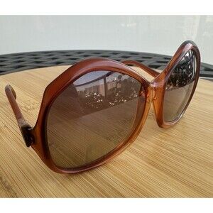 Vintage 1960s Mary Quant Women's Designer Oversized Sunglasses Brown FRAMES ONLY